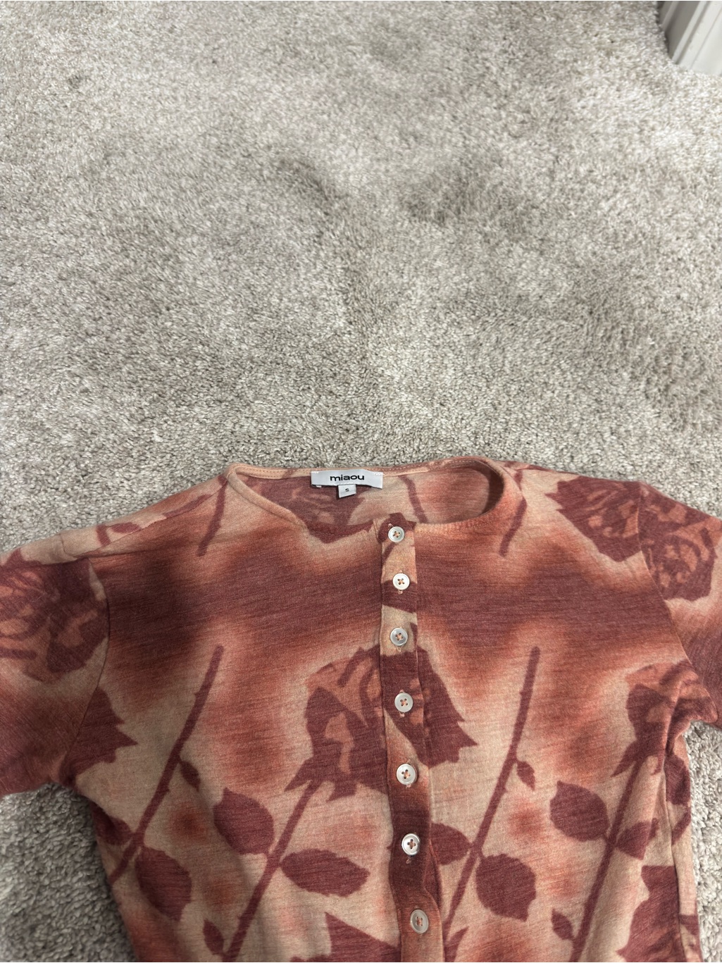 Like New Miaou Brown And Cream Floral Henley Bodysuit — image 2 of 7
